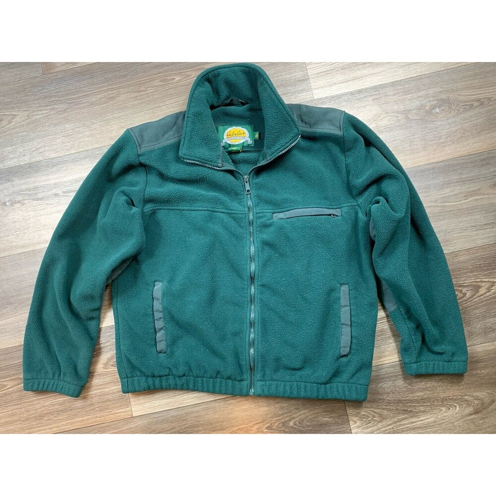 Vintage Cabela's  Outdoor Gear Full Zip Fleece Jacket Size M Green